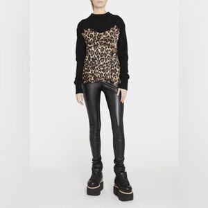 SACAI Leopard-Print Silk Cami Wool Sweater